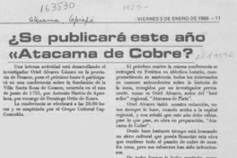 Se publicará este año "Atacama de cobre"?