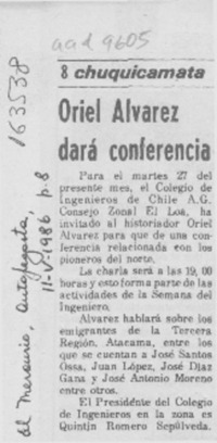 Oriel Alvarez dará conferencia