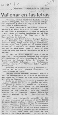 Vallenar en las letras