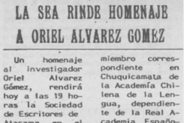 La SEA rinde homenaje a Oriel Alvarez Gómez