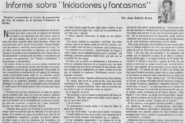 Informe sobre "Iniciaciones y fantasmas"