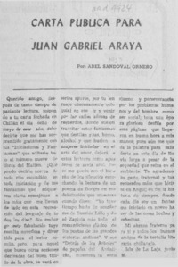 Carta pública para Juan Gabriel Araya