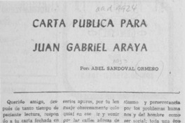 Carta pública para Juan Gabriel Araya