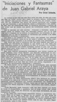 "Iniciaciones y fantasmas" de Juan Gabriel Araya