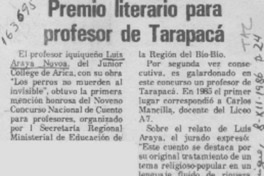 Premio literario para profesor de Tarapacá
