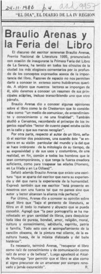 Braulio Arenas y la Feria del Libro  [artículo] R.