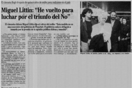 Miguel Littin, "He vuelto para luchar por el triunfo del No"