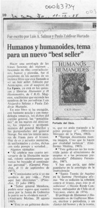 Humanos y humanoides, tema para un nuevo "best seller"  [artículo].