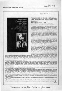 "Don Bosco en Chile, notas para una historia de los salesianos en Chile"  [artículo] J. C. E.