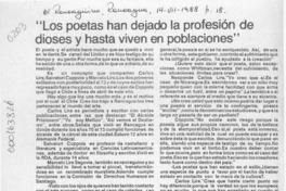 "Los poetas han dejado la profesión de dioses y hasta viven en poblaciones"  [artículo].