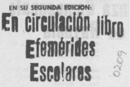 En circulación libro de "Efemérides escolares"