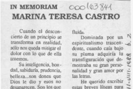 Marina Teresa Castro  [artículo] Ana Iris Alvarez Núñez.