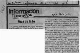 Vigía de la fe  [artículo].