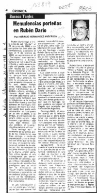 Menudencias porteñas en Rubén Darío  [artículo] Horacio Hernández Anderson.