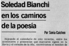 Soledad Bianchi, en los caminos de la poesía