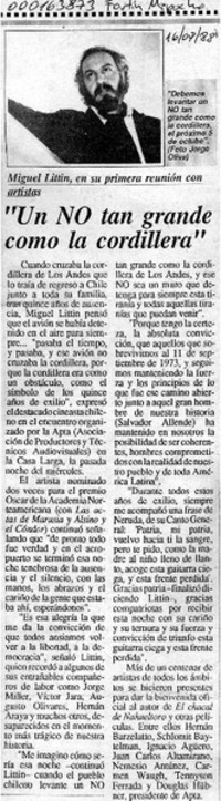 "Un NO tan grande como la cordillera"  [artículo].