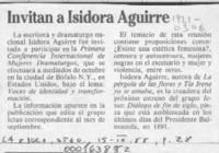 Invitan a Isidora Aguirre  [artículo].