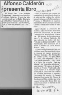 Alfonso Calderón presenta libro  [artículo].
