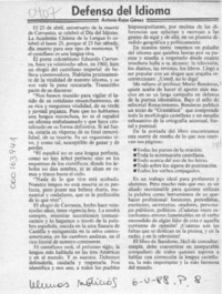 Defensa del idioma  [artículo] Antonio Rojas Gómez.