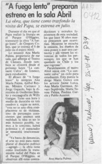 "A fuego lento" preparan estreno en la sala Abril