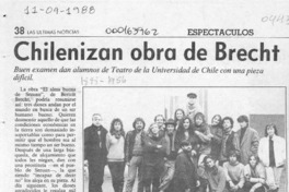 Chilenizan obra de Brecht  [artículo] Wilfredo Mayorga.