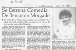 Se estrena comedia de Benjamín Morgado  [artículo].