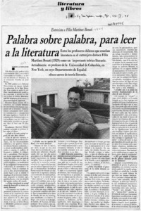 Palabra sobre palabra, para leer a la literatura  [artículo] Manuel Alcides Jofré.