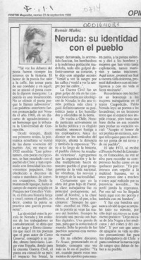 Neruda, su identidad con el pueblo  [artículo] Ronnie Muñoz.