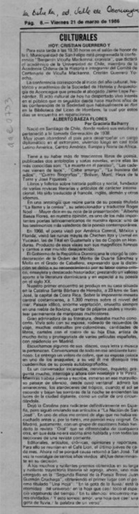 Alberto Baeza Flores  [artículo] Graciela Balharry.