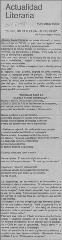 "Chile, un país para un regreso"