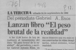 Lanzan libro "El peso brutal de la realidad"  [artículo].