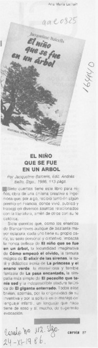 El Niño que se fue en un árbol