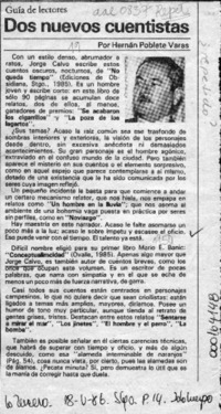 Dos nuevos cuentistas  [artículo] Hernán Poblete Varas.