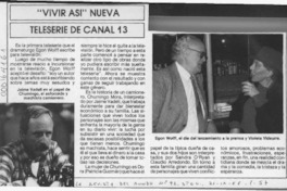 "Vivir así" nueva teleserie de Canal 13  [artículo].