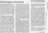 Homenajes merecidos  [artículo] Cronos.