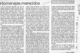 Homenajes merecidos  [artículo] Cronos.