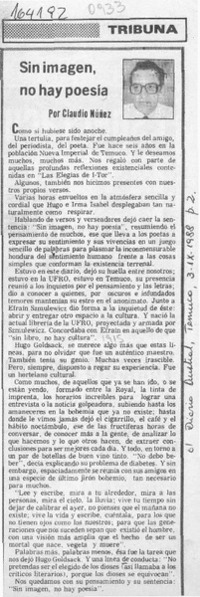 Sin imagen, no hay poesía  [artículo] Claudio Núñez.