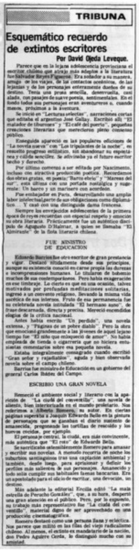 Esquemático recuerdo de extintos escritores