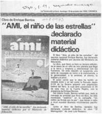 "Ami, el niño de las estrellas" declarado material didáctico