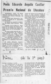 Poeta Eduardo Anguita Cuéllar Premio Nacional de Literatura  [artículo].
