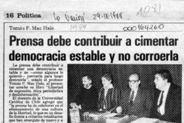 Prensa debe contribuir a cimentar democracia estable y no corroerla  [artículo].