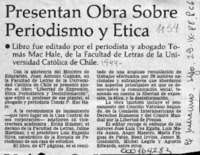 Presentan obra sobre periodismo y ética  [artículo].