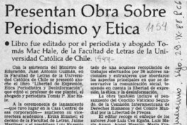 Presentan obra sobre periodismo y ética  [artículo].