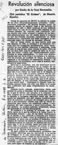 Revolución silenciosa  [artículo] Emilio de la Cruz Hermosilla.
