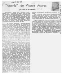 "Arsenio", de Vicente Aciares  [artículo] Darío de la Fuente D.