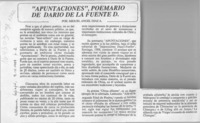 "Apuntaciones", poemario de Darío de la Fuente D.  [artículo] Miguel Angel Díaz.