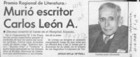 Murió escritor Carlos León A.  [artículo].