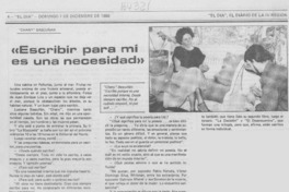 "Escribir para mí es una necesidad"