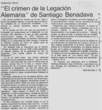 "El crimen de la Legación alemana" de Santiago Benadava