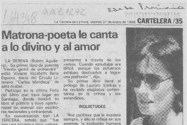 Matrona-poeta le canta a lo divino y al amor